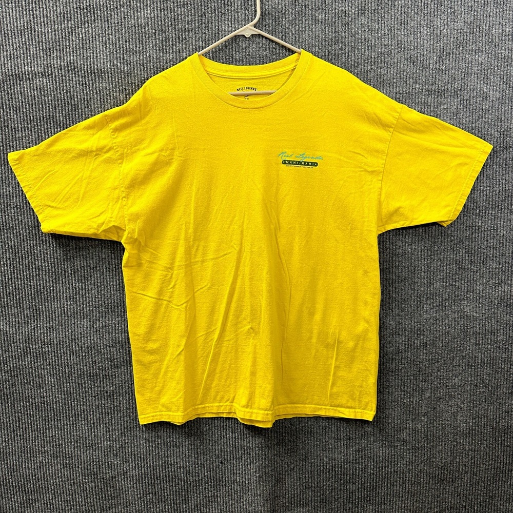 Reel Legends Mahi Mahi Graphic Mens‎ Shirt Size XXL Yellow Cotton Short Sleeve